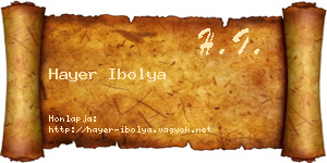 Hayer Ibolya névjegykártya